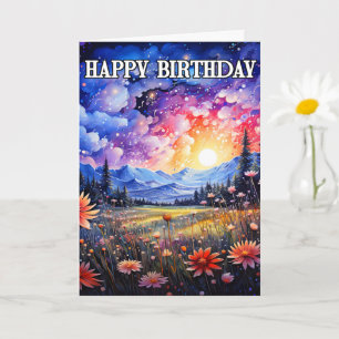 Happy Birthday Sundown Landschaft im Freien Karte