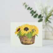 Happy Birthday Sunflower Basket Postkarte (Stehend Vorderseite)