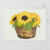 Happy Birthday Sunflower Basket Postkarte (Vorderseite)