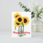 Happy Birthday Sunflowers Bouquet Postcard Postkarte (Stehend Vorderseite)
