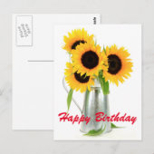 Happy Birthday Sunflowers Bouquet Postcard Postkarte (Vorne/Hinten)
