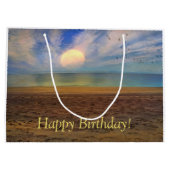 Happy Birthday Sunset Beach Große Geschenktüte (Rückseite)