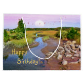 Happy Birthday Sunset Beach Große Geschenktüte (Rückseite)