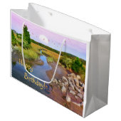 Happy Birthday Sunset Beach Große Geschenktüte (Vorderseite Schrägansicht)