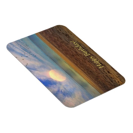 Happy Birthday Sunset Beach Magnet (Rechte Seite)