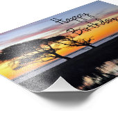 Happy Birthday Sunset on Beach Foto Print (Ecke)