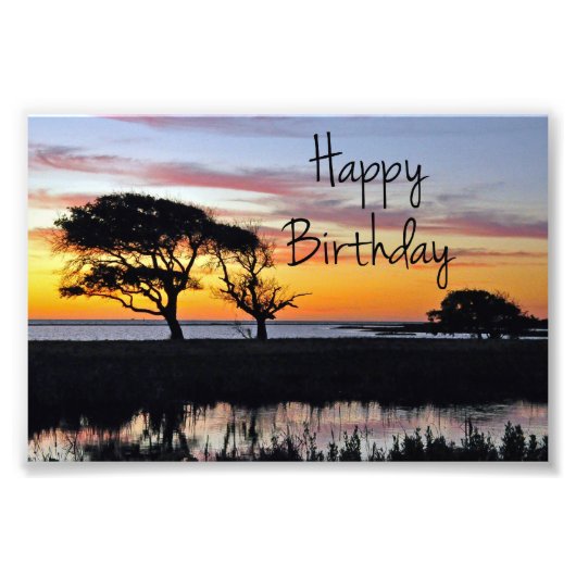 Happy Birthday Sunset on Beach Foto Print (Vorne)