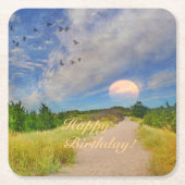 Happy Birthday Sunset Path to Beach Paper Plate Rechteckiger Pappuntersetzer (Vorderseite)