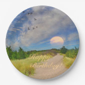 Happy Birthday Sunset Path To Beach Pappteller (Vorderseite)