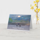 Happy Birthday Sunset Seaplane Karte (Gelbe Blume)