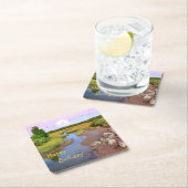 Happy Birthday Sunset Seashore Rechteckiger Pappuntersetzer (Vor Ort)