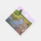 Happy Birthday Sunset Seashore Serviette (Ecke)