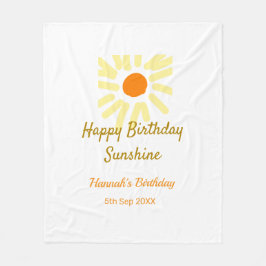 Happy birthday sunshine yellow orange birthday boh fleecedecke