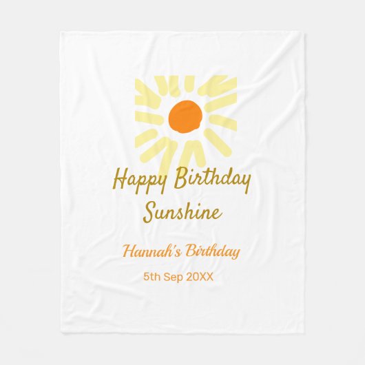 Happy birthday sunshine yellow orange birthday boh fleecedecke (Vorderseite)
