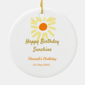 Happy birthday sunshine yellow orange birthday boh keramik ornament (Hinten)