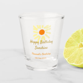 Happy birthday sunshine yellow orange birthday boh schnapsglas