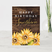 Happy Birthday Sunshine Yellow Sunflower