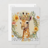 Happy Birthday Super Niedlich Giraffe Feiertagspostkarte (Vorne/Hinten)