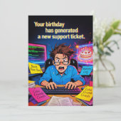 Happy Birthday Support Ticket Einladung (Stehend Vorderseite)