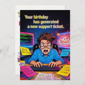 Happy Birthday Support Ticket Einladung (Vorne/Hinten)