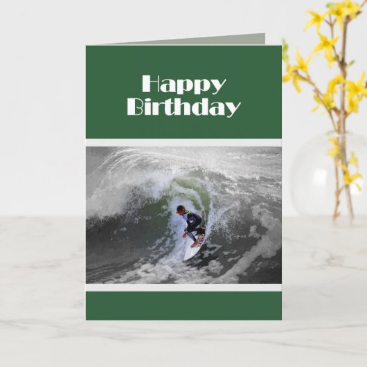 Happy Birthday Surfer Karte (Gelbe Blume)
