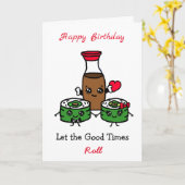 Happy Birthday Sushi Pub Karte (Gelbe Blume)