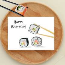 Happy Birthday Sushi Rolls Illustration
