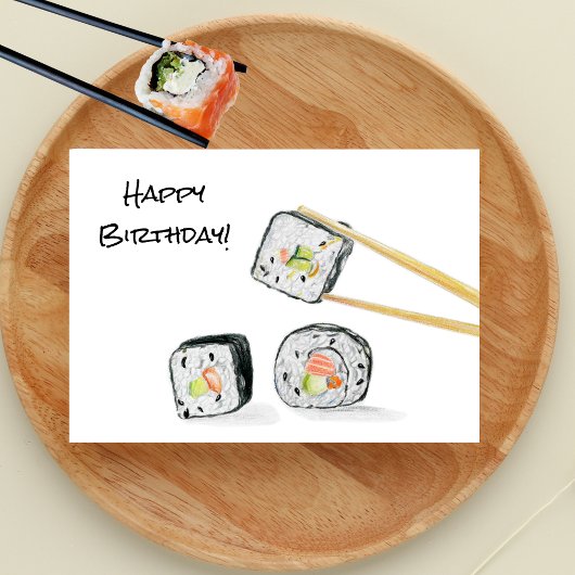 Happy Birthday Sushi Rolls Illustration Karte
