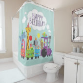Happy Birthday Süße Tier Train Duschvorhang (Beispiel)