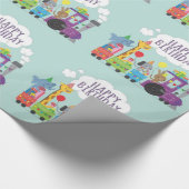Happy Birthday Süße Tier Train Geschenkpapier (Ecke)