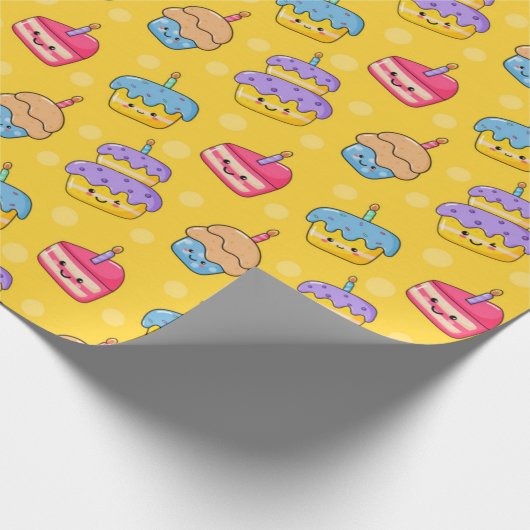 Happy Birthday Süßigkeiten Pattern Geschenkpapier (Ecke)