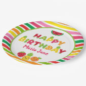Happy Birthday Süßobst Pappteller (Schrägansicht)