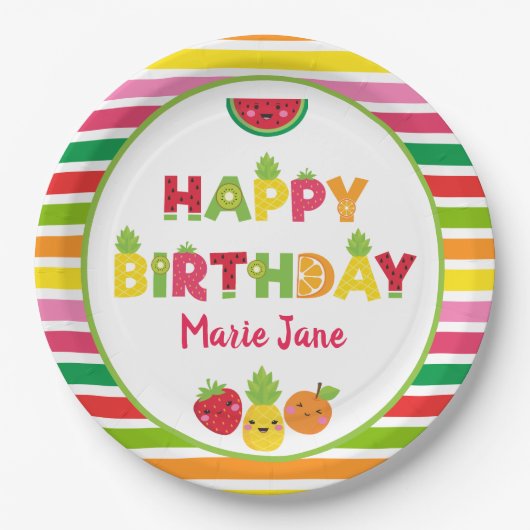 Happy Birthday Süßobst Pappteller (Vorderseite)