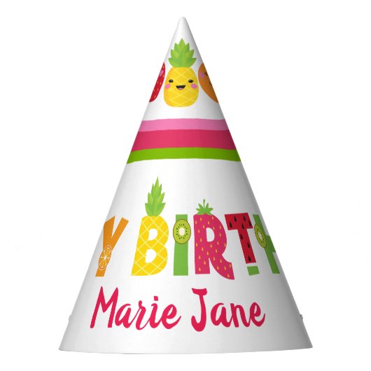 Happy Birthday Süßobst Partyhütchen (Vorderseite)