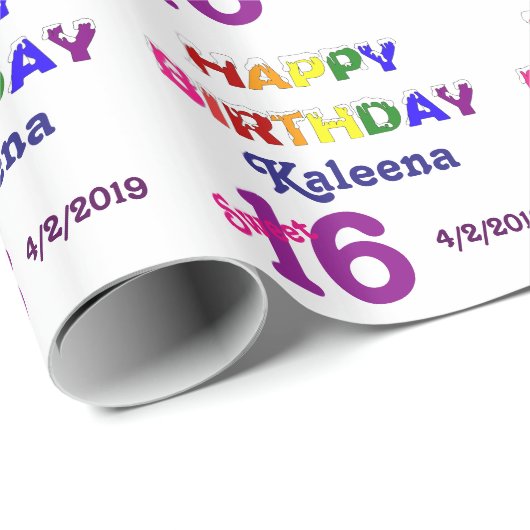 Happy Birthday Sweet 16 Geschenkpapier (Rolleneckpunkt)