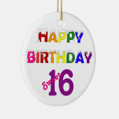 Happy Birthday Sweet 16 mit Text Keramik Ornament (Rechts)