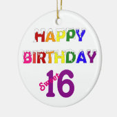 Happy Birthday Sweet 16 mit Text Keramik Ornament (Links)