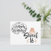 Happy Birthday Sweet 16 Postkarte (Stehend Vorderseite)