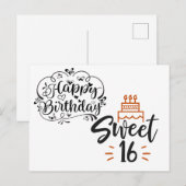 Happy Birthday Sweet 16 Postkarte (Vorne/Hinten)