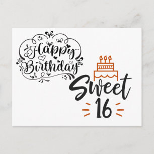 Happy Birthday Sweet 16 Postkarte