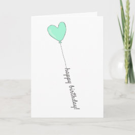 Happy Birthday - Sweet Aquamarin Heart Shaped Ball Karte