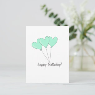 Happy Birthday - Sweet Aquamarin Heart Shaped Ball Postkarte