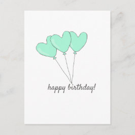 Happy Birthday - Sweet Aquamarin Heart Shaped Ball Postkarte