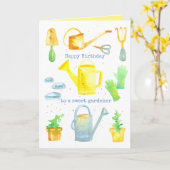Happy Birthday Sweet Gardener Garening Tools Karte (Gelbe Blume)