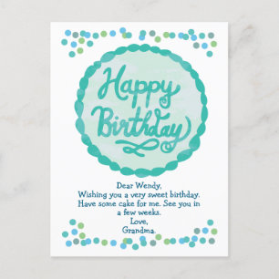 Happy Birthday Sweet Hand Lettered Cake Confetti Postkarte