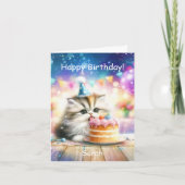 Happy Birthday Sweet Kitty mit Kuchen personalize Karte (Vorderseite)