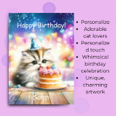 Happy Birthday Sweet Kitty mit Kuchen personalize Karte