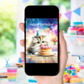 Happy Birthday Sweet Kitty mit Kuchen personalize Karte