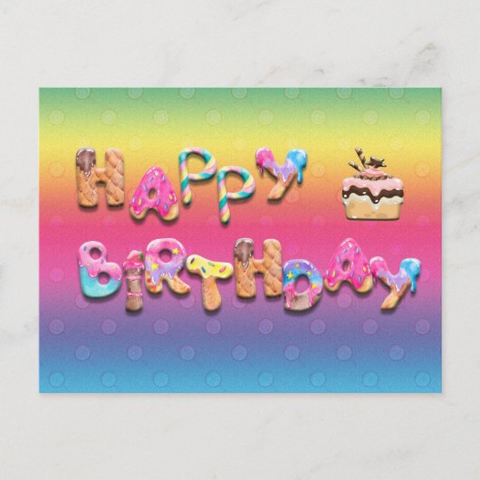 Happy Birthday Sweet Leckereien Custom Rear Text Postkarte (Vorderseite)