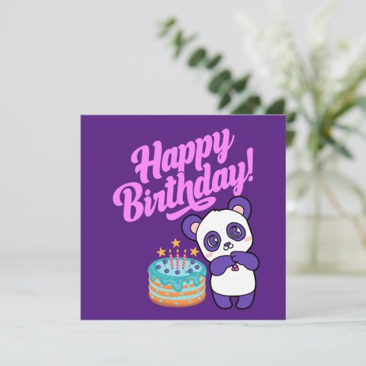 Happy Birthday Sweet Lila Panda (Stehend Vorderseite)